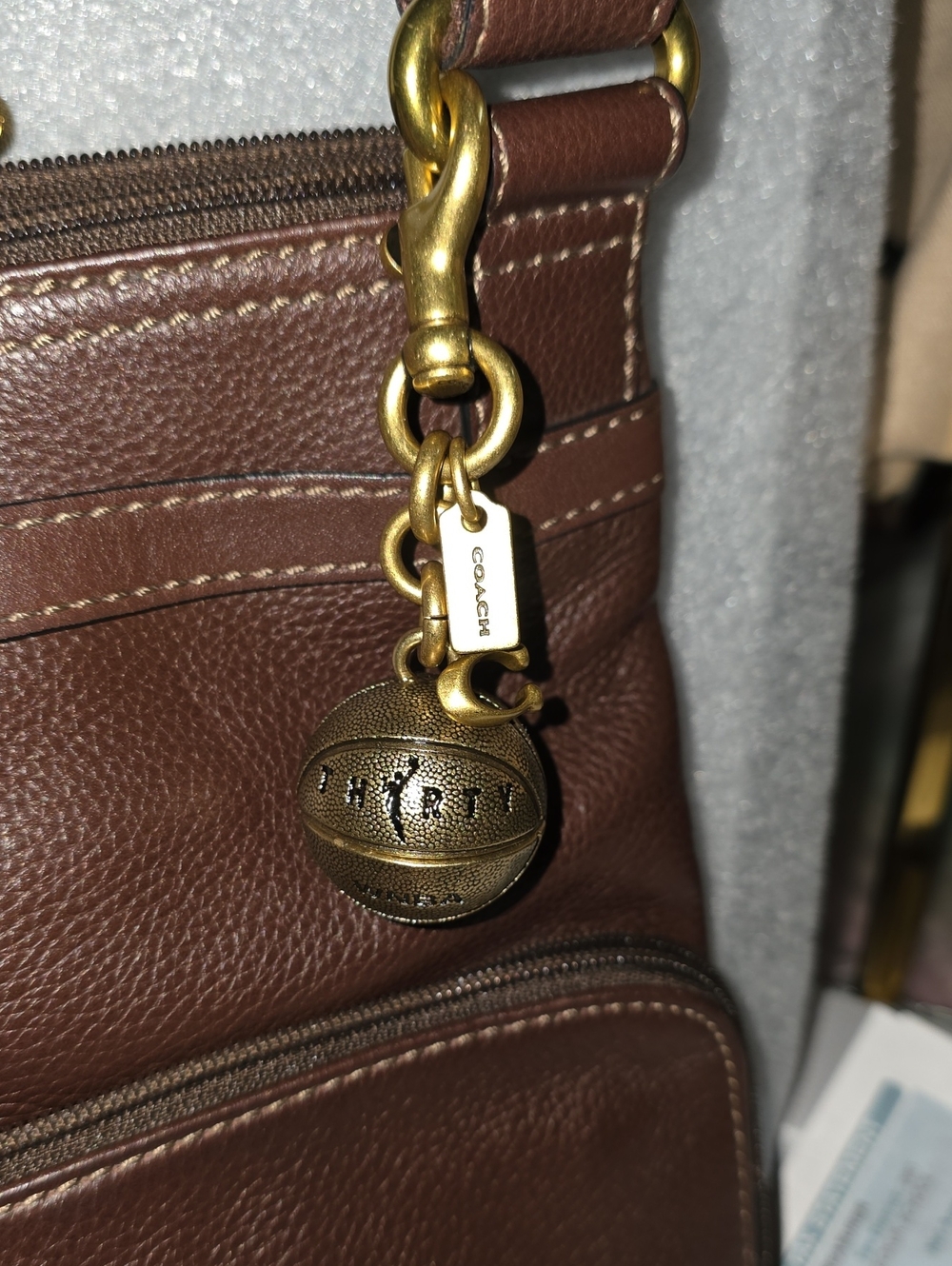 Coach WNBA Bronzed Gold Basketball Charm Nwot